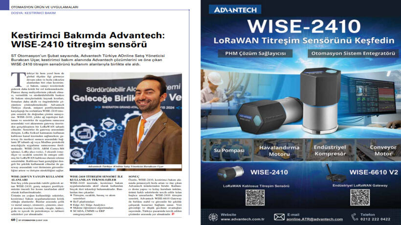Kestirimci Bakımda Advantech WISE-2410 Titreşim Sensörü