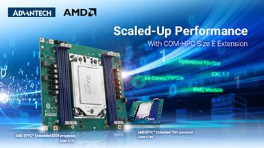 Advantech COM-HPC Size E Extension Scaled Up Performance with AMD EPYC ™ Embedded 8004 Series Processor