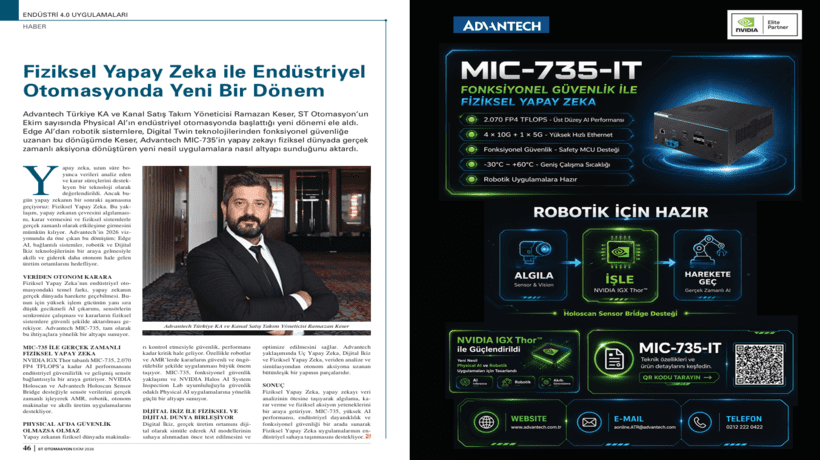 Fiziksel Yapay Zeka ile Endüstriyel Otomasyonda Yeni Bir Dönem