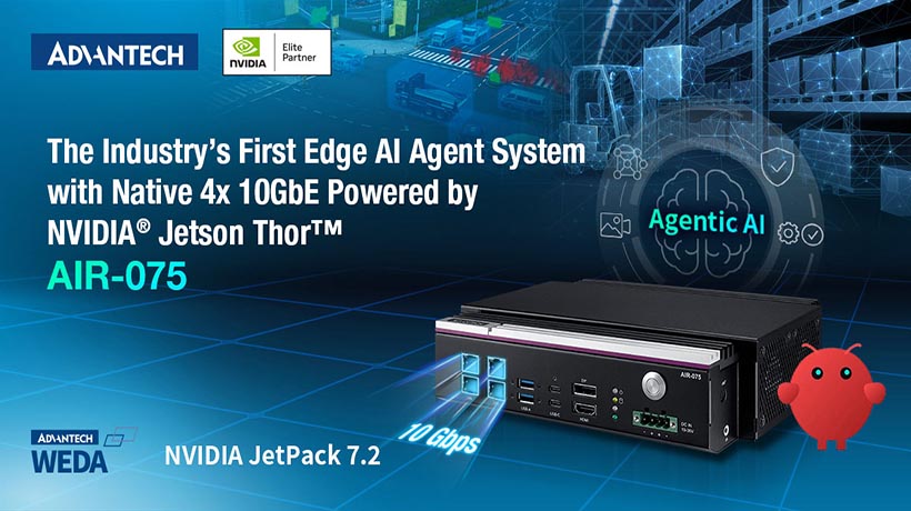 Advantech ra mắt AIR-075 - hệ thống Edge AI Agent dựa trên bộ xử lý NVIDIA Jetson Thor với 4 cổng 10GbE tích hợp