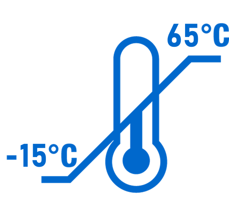  -15 ~ 65°C wide operating temperature range