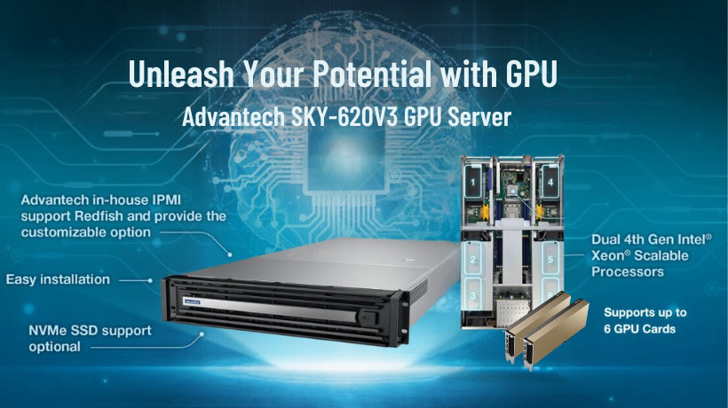 Advantech ra mắt máy chủ GPU SKY-620V3 2U với 6 GPU NVIDIA L40S để cách mạng hóa việc tạo ra bản sao số (Digital Twin)