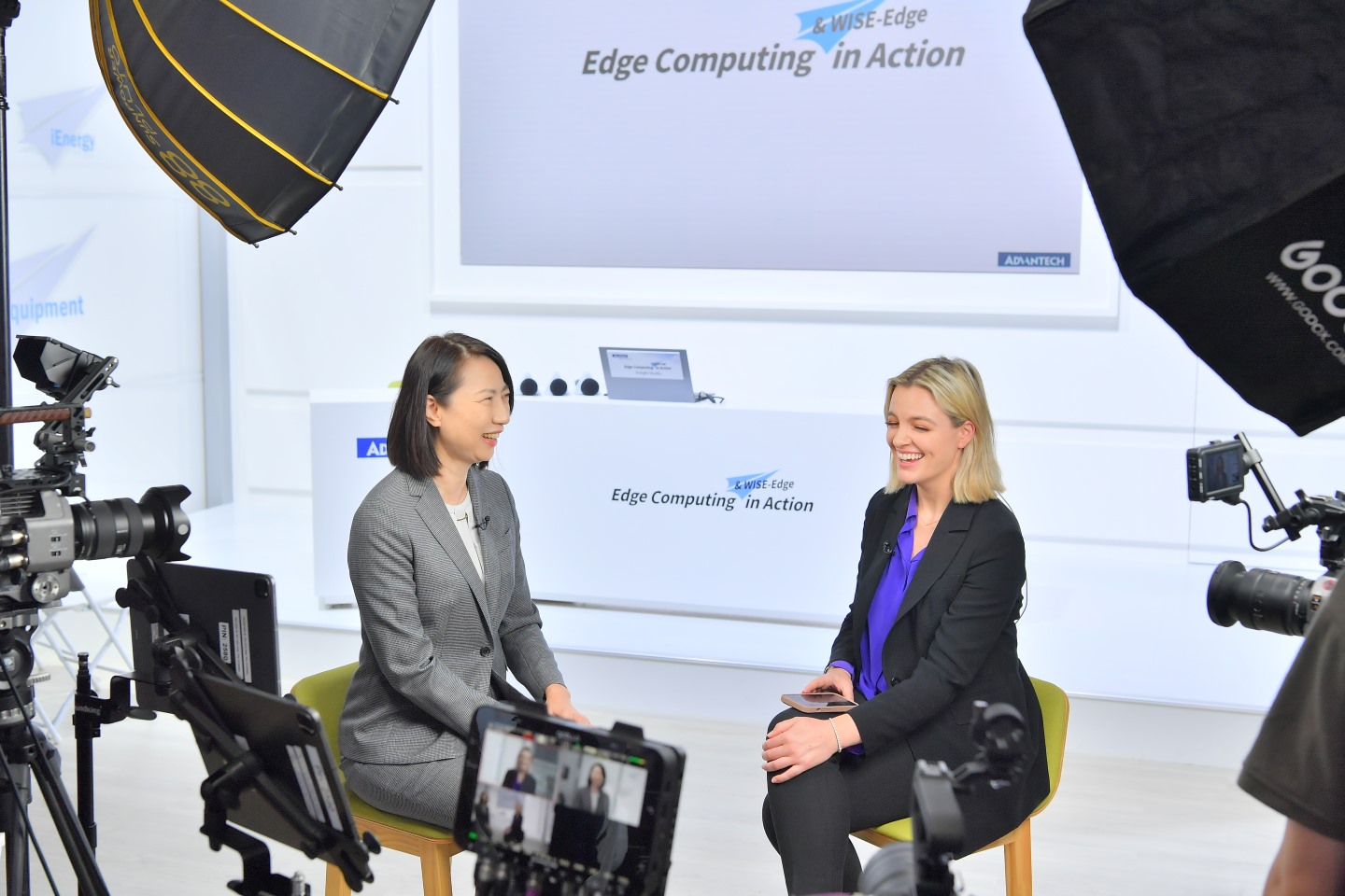Linda Tsai, President of Advantech Intelligent System Sector(left), stated in an interview with Bloomberg that Advantech will continue collaborate with partners such as NVIDIA