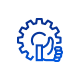 Gear icon with a thumbs-up symbol inside indicating system approval or successful operation