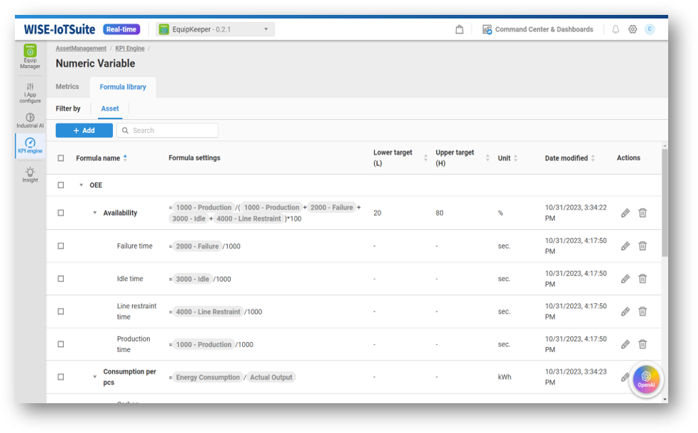 Self-defined formula for device metrics