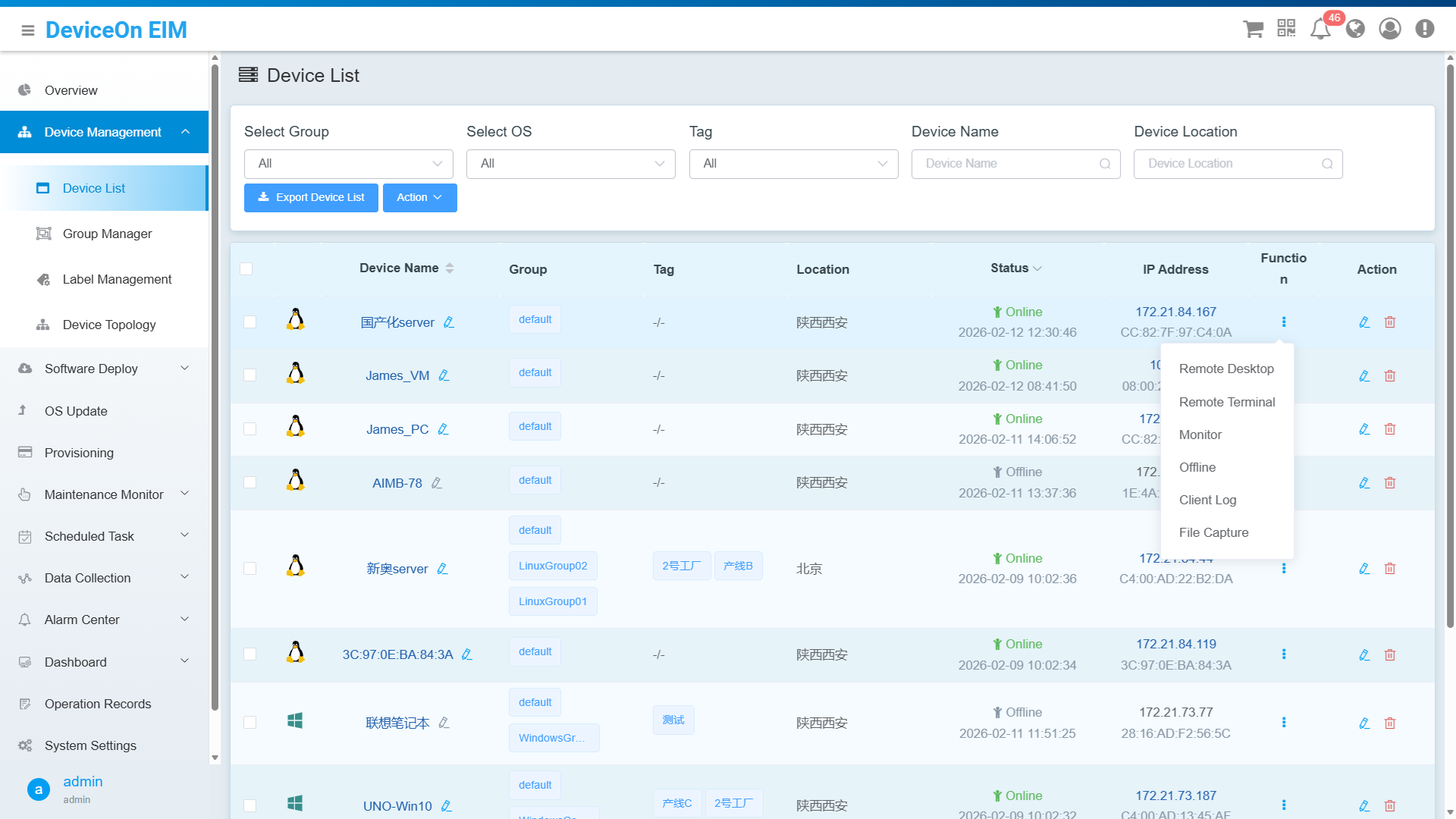 Devices List and Basic Information