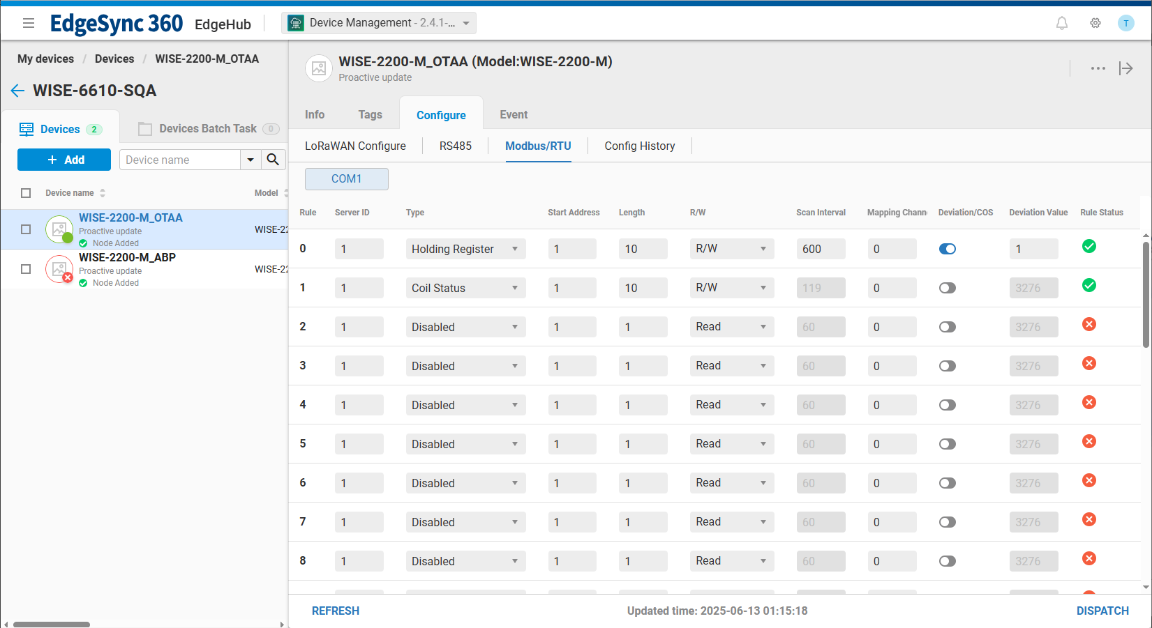 LoRaWAN 大規模設備管理（適用於 WISE LoRaWAN 系列）